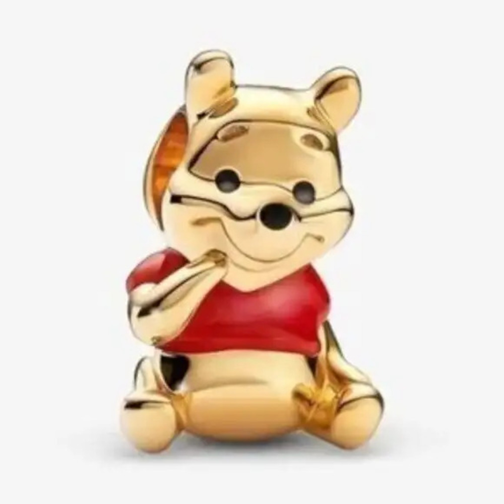 Disney Pandora Winnie the Pooh Bear Charm Gold plated - Picture 1 of 5
